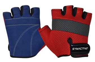Amazon Brand – Symactive Gym Training Gloves, Set Of 2, Large, Ace, Red