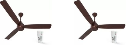 Crompton Energion Cromair Anti Dust Remote Pack Of 2 1200 Mm Bldc Motor With Remote 3 Blade Ceiling Fan(Coffee Brown, Pack Of 2)