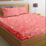 Bsb Home Designer Printed 220 Tc Cotton Feel For Summer Double Bed-Bedsheet With 2 King Size Pillow Covers-(230 X 240 Cm Or 7.5 X 8 Ft, Rose Pink)