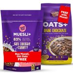 Yogabar Breakfast Oatmeal And Muesli Combo | Dark Chocolate Muesli 400G | Dark Chocolate Oats 400G | Gluten Free Muesli And Whole Oatmeal For Breakfast
