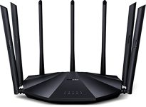 Tenda Ac23 Dual-Band Wlan Router, Ac2100 Wi-Fi Gigabit (2.4 Ghz 300 Mbps, 5 Ghz 1733 Mbps, 4 X Gigabit Ports, App Control, 4 X 4 Mu-Mimo, 7 X 6 Dbi External Antennas), Black