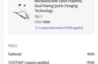 Gizmore : Melody Bluetooth Wireless Neckband with 18hrs Playtime worth 1699 at ₹499Use Code : LOOT500