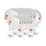 La Opala, Novo Collection, Opal Glass Dinner Set 23 Pcs, Dainty Swirls, White