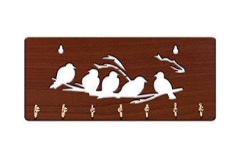 Sehaz Artworks Key Holder For Home | Wall Stylish Key Stand | Key Hanger | Key Chain Holders For Wall (7 Hooks, 5 Birds)