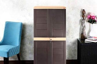 Cello Novelty Big Plastic 2 Door Cupboard With 3 Shelves (Brown And Beige)