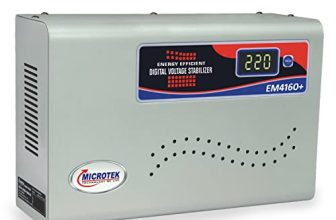 Microtek Em4160+ Automatic Voltage Stabilizer For Ac Up To 1.5 Ton (160V-285V), Metallic Grey Â€“ Digital Display, Wall Mounted