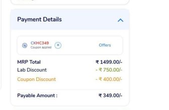 Loot : 73% Off On MediBuddy Basic Health Checkup (60 Tests) Worth ₹1499 at Just ₹349Use Coupon : CKHC349Lab Test Package Benefits | 60 Tests Including★ Complete Blood Count (CBC) – EDTA Whole Blood – 25 Tests★ KIDNEY FUNCTION TEST (KFT) – Serum – 6 Tests★ Complete Urine Examination (CUE) – Spot Urine – 20 Tests★ Others – 9 Tests