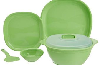 Signoraware Square Dinner Set, 21-Pieces, Parrot Green (Plastic)