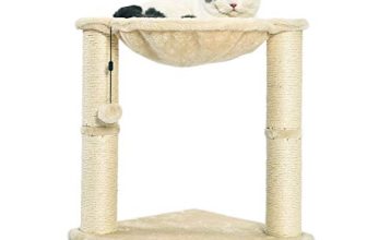 Amazon Basics Cat Tower With Hammock And Scratching Posts For Indoor Cats, 15.8 X 15.8 X 19.7 Inches, Beige