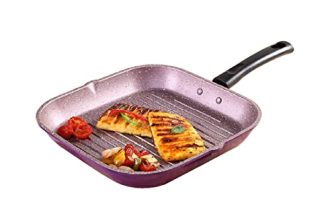Wonderchef Valencia Non-Stick Grill Pan | Induction Friendly | Cool Touch Bakelite Handle | Pure Grade Aluminium| Pfoa Free| Size 24 Cm | 1.5 Litres Capacity | 1 Year Warranty | Purple
