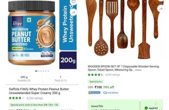 APPLY COUPON & GRABSaffola Peanut Butter at ₹55  [Min. Qty 2]7 Wooden Kitchen Tools at ₹100
