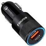 Sounce 38W Car Charger Type-C 20W Pd & 18W 3.0 Qualcomm Certified Dual Usb Car Charger Compatible With All Smartphones & Tablets (Black)