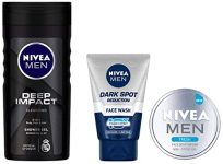 Nivea Men Face Wash, Dark Spot Reduction,100 G And Nivea Men Fresh Face Moisturizer Gel, 75 Ml & Nivea Men Body Wash, Deep Impact, 3 In 1 Shower Gel For Body, Face & Hair, With Microfine Clay, 250 Ml