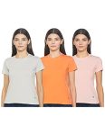 Desi Belle Women’S Regular T-Shirt (Dbctts-4 R/L Ltgrymdorngltp_M_Lt Grey Med Orange Lt.Pink M)
