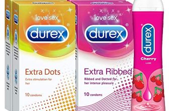 Durex Pleasure Packs (Condoms – 10 Count (Pack Of 2, Extra Dots), Condoms – 10 Count (Pack Of 2, Extra Ribbed), Pleasure Gel – 50 Ml (Cherry))