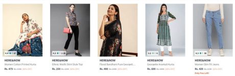 Myntra : Flat 80% Off On HERE&NOW Women ClothingKurta Sets from ₹359 :