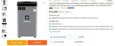 Acer 6.5 kg Fully Automatic Top Load Washing Machine ₹11,999 WITH ALL BANK CARDS₹10,799 WITH IDFC/BOB CREDIT CARDS