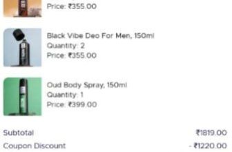 Bombay Shaving Company : 5 Products at ₹ ₹599 + FREE GIFT VOUCHERUse Code : EK599 TIP : Add High Price Products.