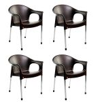 Cello Metallo Cafeteria Set Of 4 Chairs (Brown)