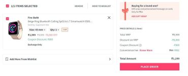 Fireboltt Ring Calling Smartwatch at ₹1,199. Apply Coupon – WEARABLES40Link :