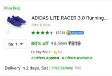 Grab : Adidas Shoes at ₹919