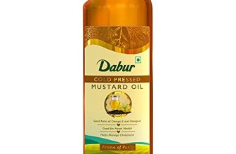 Dabur Cold Pressed Mustard Oil 1L | Healthy Cooking Oil | Goodness Of Omega 3 & 6 | Perfect Blend Of Health, Taste & Aroma