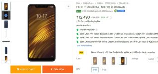 50% off : POCO F1 (Steel Blue, 128 GB) at ₹12,490