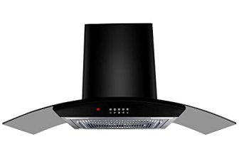 Faber 90 Cm 1100 M³/Hr Auto-Clean Curved Glass Kitchen Chimney (Hood Ace Pro Hc Pb Bk 90, Filterless Technology, Push Button, Black)