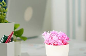 Trustbasket Artificial Potted Pink Shrub | Decorative Artificial Potted Indoor Plant For Living Room, Table Top, Office Desks, Home Garden & Balcony.