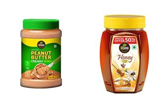 Disano Peanut Butter, All Natural, Creamy, Unsweetened, 30% Protein, Gluten Free, Non Gmo, 1Kg & Pure Honey, 500Gm
