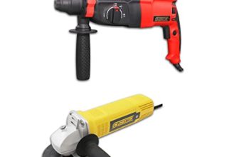 Cheston 850W 26 Mm Reversible Rotary Hammer Drilling Machine I 1100Rpm I 3 Modes & Sds 5-Drill Bits With Case + 850W 4-Inch Angle Grinder For Polishing Cutting Grinding Works On Metal Wood Wall