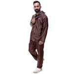 The Clownfish Rain Coat For Men Waterproof Raincoat With Pants Polyester Reversible Double Layer Rain Coat For Men Bike Rain Suit Rain Jacket Suit Inner Mobile Pocket With Storage Bag (Brown Xxxl)