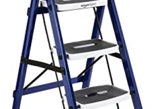 Amazon Basics Super Clamber – Non-Trip And Flat-Foldable Step Ladder, With Anti-Skid Steps, 4 Steps (Steel, Blue & White)