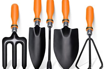 Buildskill Gts010 Gardening/Planting Hand Tool Kit, Rust Free Trowel, Transplanter, Weeder, Hand Rake & Cultivator, Heavy Duty Gardening Tool Kit For Home Gardening (Orange)(Pack Of 5)