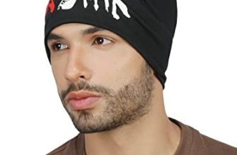 Isweven Unisex Cotton Beanie Cap Slouchy Printed Beanie And Helmet Skull Cap For Summer, Winter, Autumn & Spring Season (7074A, Black)