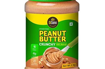 Disano Peanut Butter, All Natural, Crunchy, Unsweetened, 30% Protein, Gluten Free, Non Gmo, 1Kg