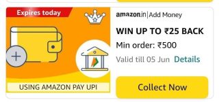 Free Up to ₹25 Amazon Loot 🔗 Link – 👉 Click on the link to collect the offer👉 Then add ₹500 to your account and get instant cashback of up to ₹25👉 Easily send the added money balance to your bank via UPI👉 All users, check your account for this offer!