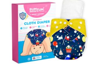 Bumtum 0 To 3 Years Baby Freesize Ultrahygiene Waterproof Cloth Diaper, 5Hrs Absorbency | Washable & Reusable Diaper And Cotton Soaker (Pack Of 1, Navy Blue Yellow, Birthday Yellow)