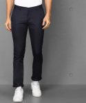 Metronaut Slim Fit Men Viscose Rayon Dark Blue Trousers