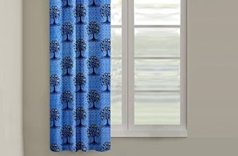 Cortina 1 Piece Floral Design Panel Eyelet Polyester Window Curtain – 5-Feet, Blue