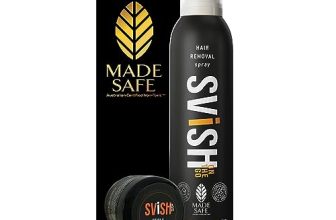 Svish On The Go Hair Removal Spray For Men Pack Of 1 (200Ml)|Made Safe Certified|Painless Body Hair Removal Cream Spray For Back, Chest, Under Arms & Intimate Areas Etc|Post Hair Removal Cream (25Gm)…