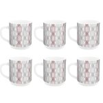 Cello Imperial Premium Roma Coffee Mug 300 Ml | Coffee/Milk Mug With Handle | Mug For Tea, Coffee, Cappuccino Or Hot And Cold Beverages | Set Of 6 | Red Trilles, White