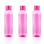 Clazkit Venice Plastic Water Bottle Pack Of 3, Cherry Red -1 Litre
