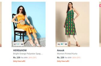 Myntra : Flat 80-85% Off On Here&Now & Anouk Women ClothingMasterlink : Kurta from 224 : Kurta Sets from 434 : Dresses from 254 : Tops from 191 : Co-Ords :