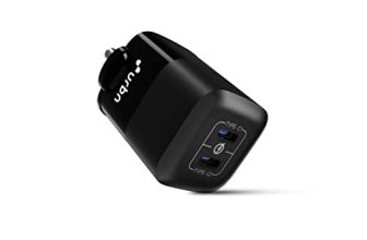 Urbn 40W (20W + 20W) Dual Port Usb-C (Type C) Wall Charger, Fast Charging Gan Adapter For Iphone 15, 15 Pro, 15 Pro Max, 14, 13, 12, 11, Galaxy S21 Ultra, Ipad, Airpods & More (Black)