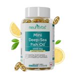 Neuherbs Mini Deep Sea Omega 3 Fish Oil 1000 Mg With Lemon Flavour- 2X Omega 3, 360Mg Epa & 240Mg Dha With Vitamin D3 & E Promote Brain, Heart & Bone Health | No Fishy Burps / After Taste | 60 Softgels ( 30 Days Supply )