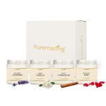 Puremazing Scented Soy Wax Candle Gift Set | Lavender, Vanilla, Rose, Cinnamon Scented Candle | 4 Fragrances | 30 Hours Burning Time | Eco-Friendly And Luxurious Home Décor And Gift