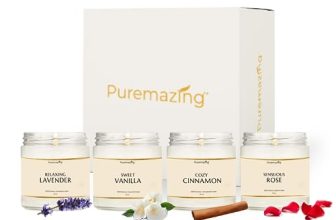 Puremazing Scented Soy Wax Candle Gift Set | Lavender, Vanilla, Rose, Cinnamon Scented Candle | 4 Fragrances | 30 Hours Burning Time | Eco-Friendly And Luxurious Home Décor And Gift