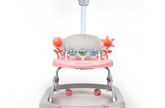 Bumtum Baby Pink & Grey Caterpillar Walker | Parental Handle | 6-48 Months |Multifunctional & Adjustable
