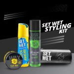 Set Wet Men’S Styling Kit-Deodorant(150Ml),Clay Hair Wax(60G),Hair Spray(200Ml) & Pouch Deodorant Spray – For Men(410 Ml, Pack Of 4)